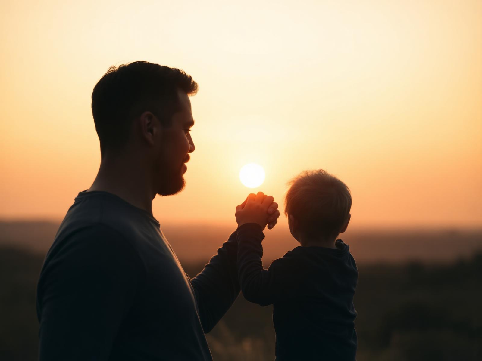 Pai e filho observando o horizonte